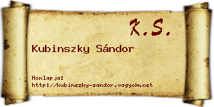 Kubinszky Sándor névjegykártya