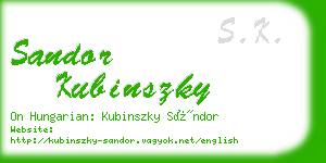 sandor kubinszky business card